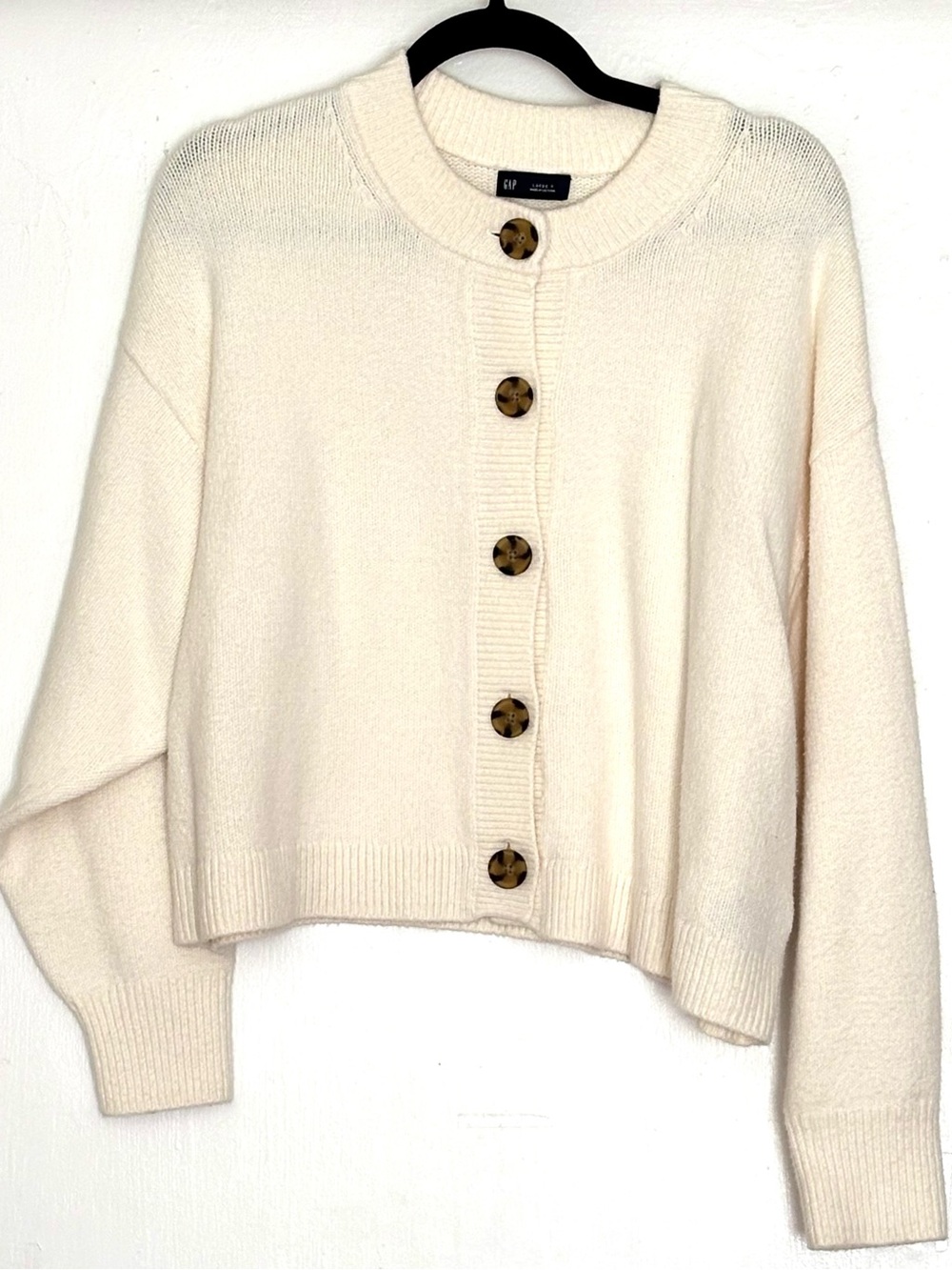 Gap CashSoft Oversized Chunky Cardigan Ivory Beige Frost Size LP - Picture 2 of 5